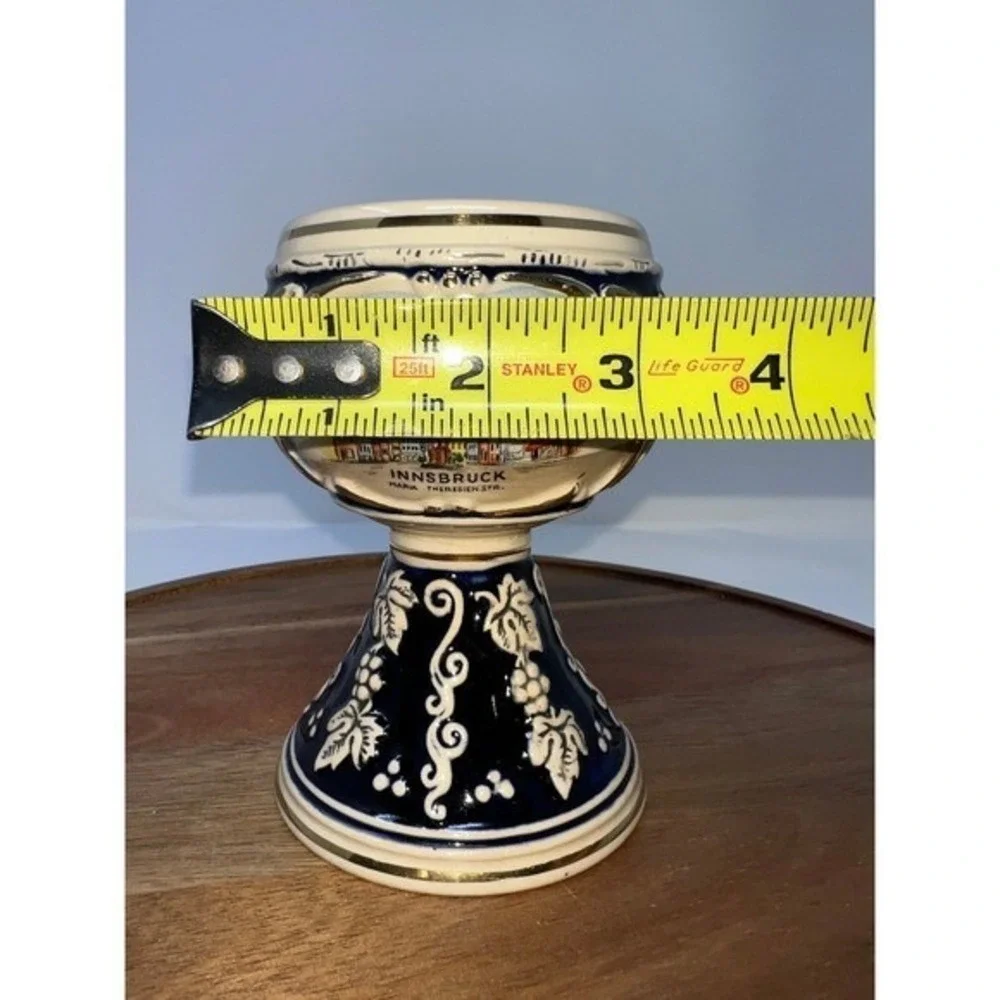 Vintage Innsbruck Ceramic Goblet Souvenir Wine‎ Cup with Grape Vine Motif